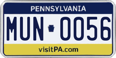 PA license plate MUN0056