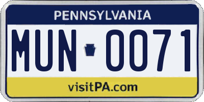 PA license plate MUN0071