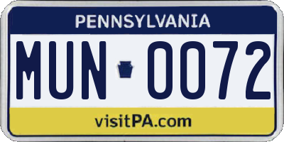 PA license plate MUN0072