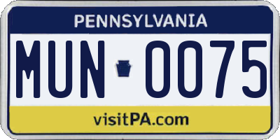 PA license plate MUN0075