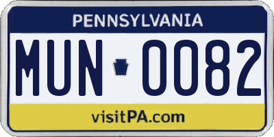 PA license plate MUN0082