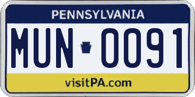 PA license plate MUN0091