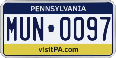 PA license plate MUN0097