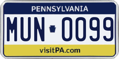 PA license plate MUN0099