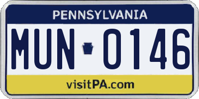 PA license plate MUN0146