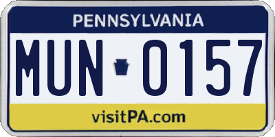 PA license plate MUN0157