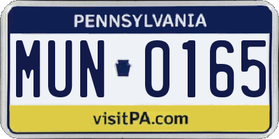 PA license plate MUN0165