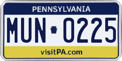 PA license plate MUN0225