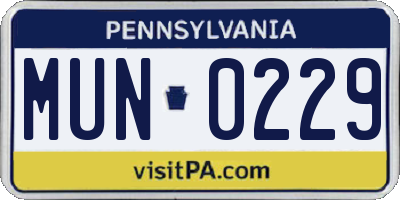 PA license plate MUN0229
