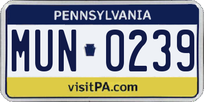 PA license plate MUN0239