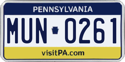 PA license plate MUN0261
