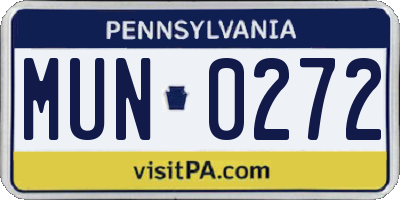 PA license plate MUN0272