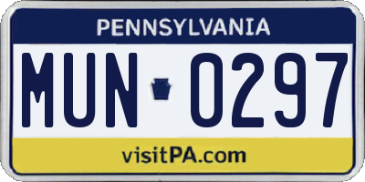 PA license plate MUN0297
