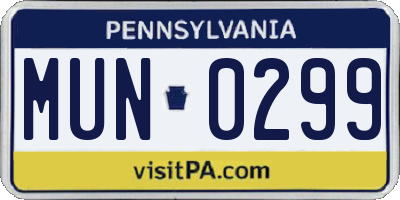 PA license plate MUN0299