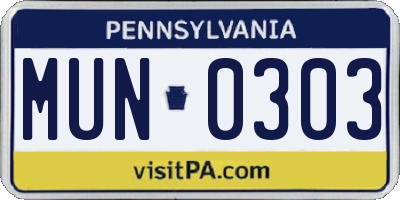 PA license plate MUN0303