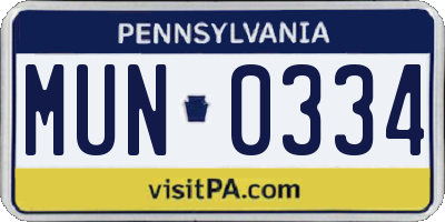 PA license plate MUN0334