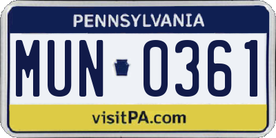 PA license plate MUN0361
