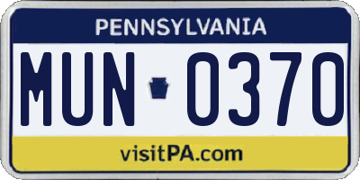 PA license plate MUN0370
