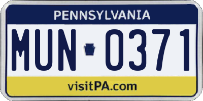 PA license plate MUN0371