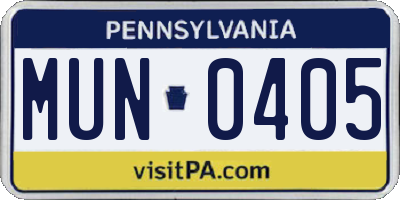 PA license plate MUN0405