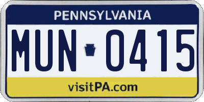 PA license plate MUN0415
