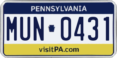PA license plate MUN0431