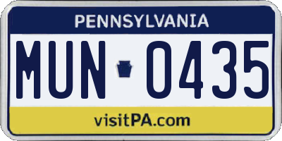 PA license plate MUN0435