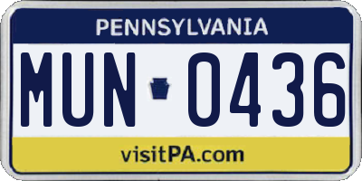 PA license plate MUN0436