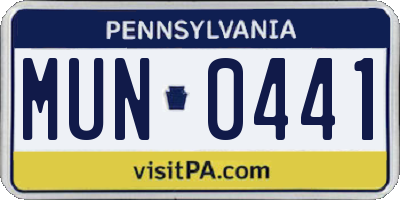 PA license plate MUN0441