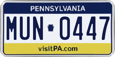 PA license plate MUN0447