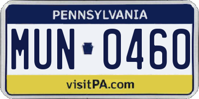 PA license plate MUN0460