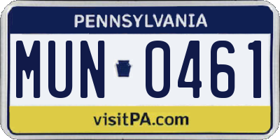PA license plate MUN0461