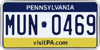 PA license plate MUN0469