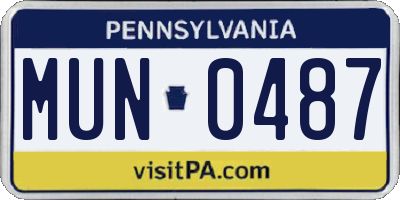 PA license plate MUN0487
