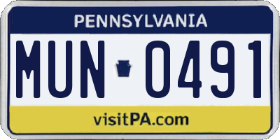 PA license plate MUN0491