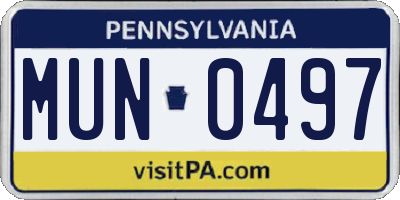 PA license plate MUN0497