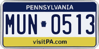 PA license plate MUN0513