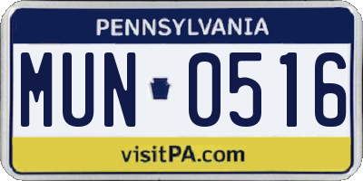 PA license plate MUN0516