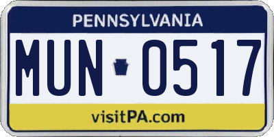 PA license plate MUN0517
