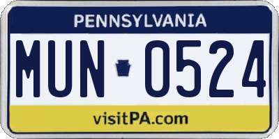 PA license plate MUN0524