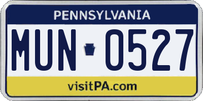PA license plate MUN0527