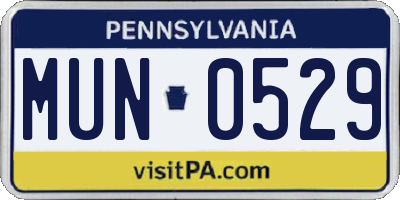 PA license plate MUN0529