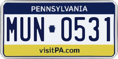 PA license plate MUN0531