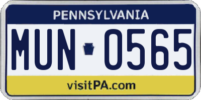 PA license plate MUN0565