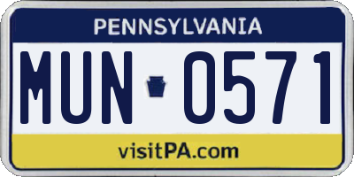 PA license plate MUN0571