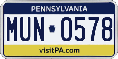 PA license plate MUN0578