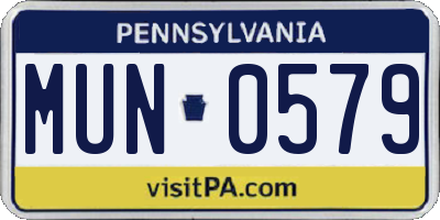 PA license plate MUN0579