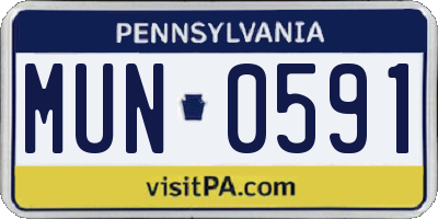 PA license plate MUN0591