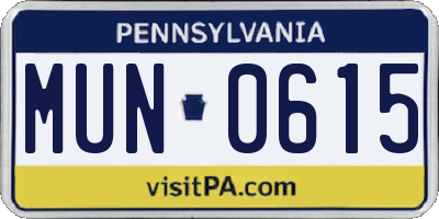 PA license plate MUN0615