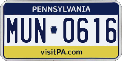 PA license plate MUN0616